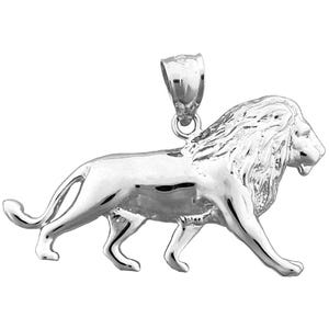 Rhodium Plated 925 Sterling Silver 38MM Lion Pendant