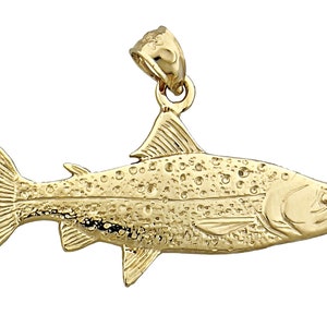 14K Gold 38MM Salmon Pendant