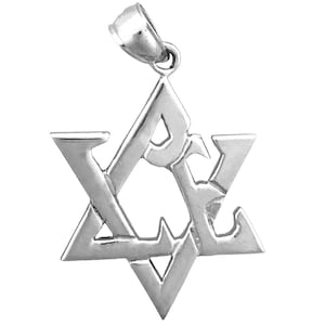 Rhodium Plated 925 Sterling Silver Love Star of David Pendant