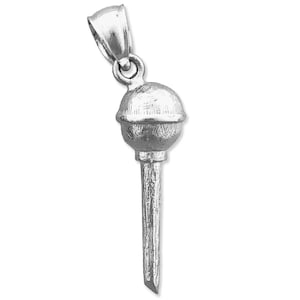 Rhodium Plated 925 Sterling Silver 3D Microphone Charm