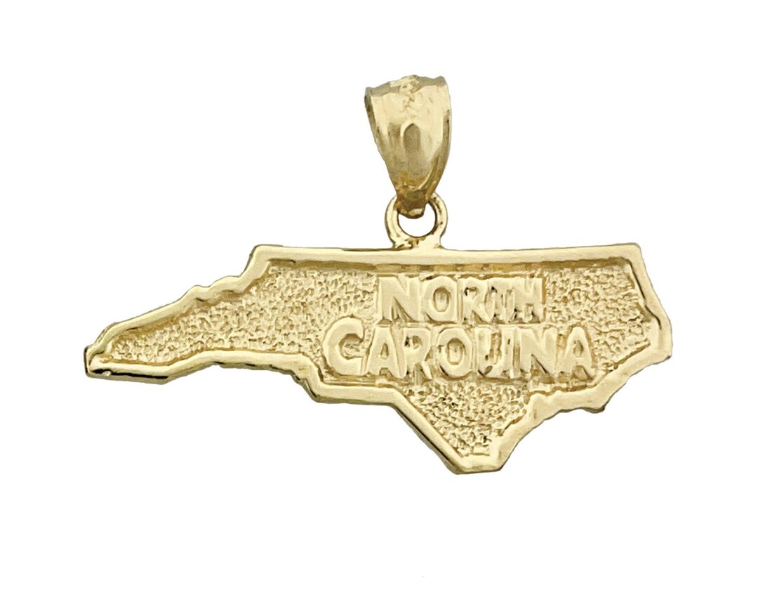 14K Gold North Carolina State Map Pendant Etsy
