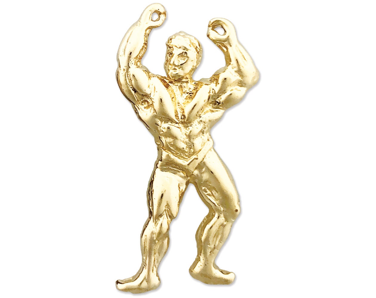 Solid 14k White Gold Masculine Bodybuilder Sports Pendant Solid 14k White Gold Masculine Bodybuilder Sports Pendant