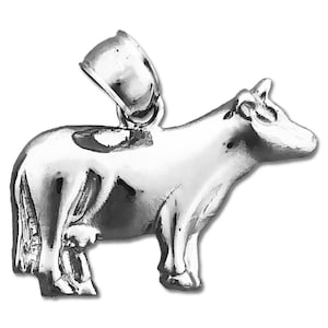 Rhodium Plated 925 Sterling Silver Farm Cow Charm