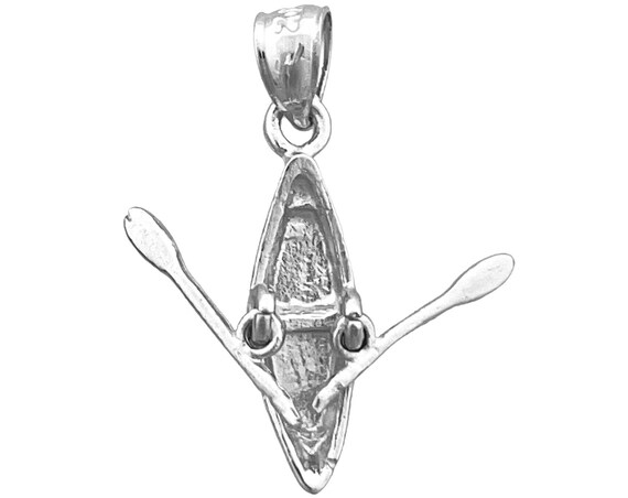 Details about   Polished Rhodium Plated 925 Sterling Silver Kayak Charm Pendant 