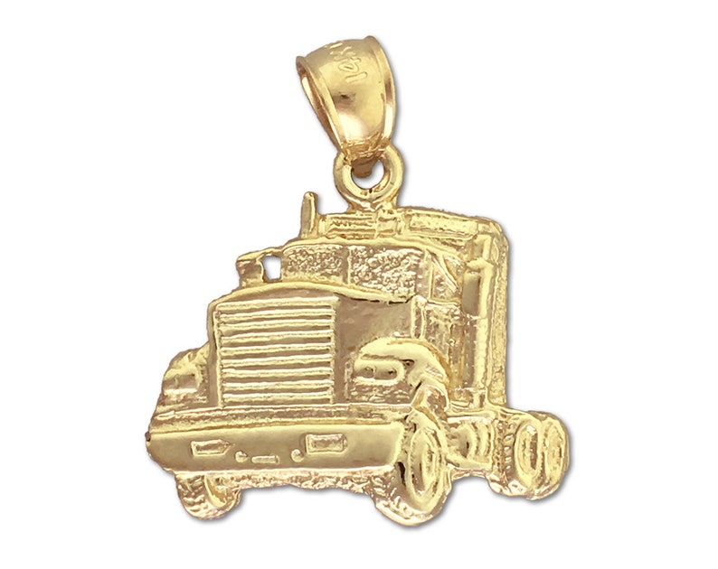 14K Gold Big Rig Truck Charm Pendant