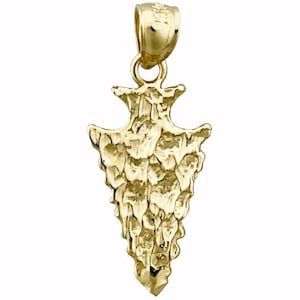 14K Gold 3D Hammered Arrowhead Western Charm