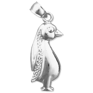 Rhodium Plated 925 Sterling Silver Penguin Standing Pendant