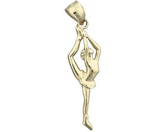 14K Gold Female Gymnast Pendant