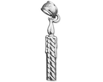 Rhodium Plated 925 Sterling Silver Candle Charm