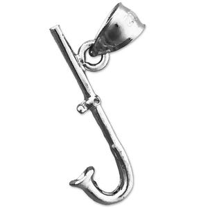 Rhodium Plated 925 Sterling Silver 3D Snorkel Charm