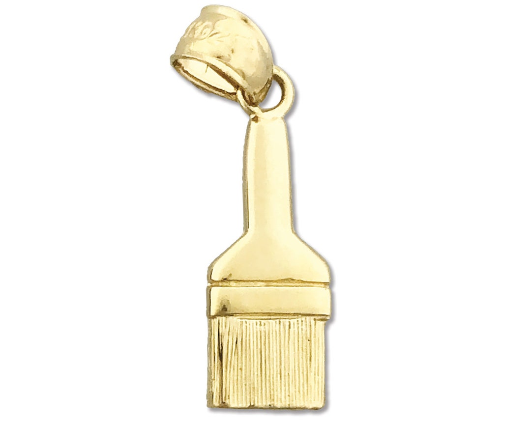 14K Gold Paint Brush Charm Etsy
