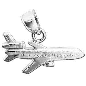 Rhodium Plated 925 Sterling Silver 22MM Passenger Airplane Charm
