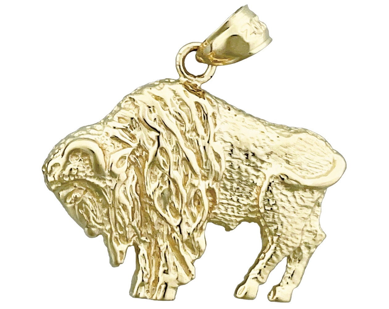 14K Gold American Bison Charm Pendant 