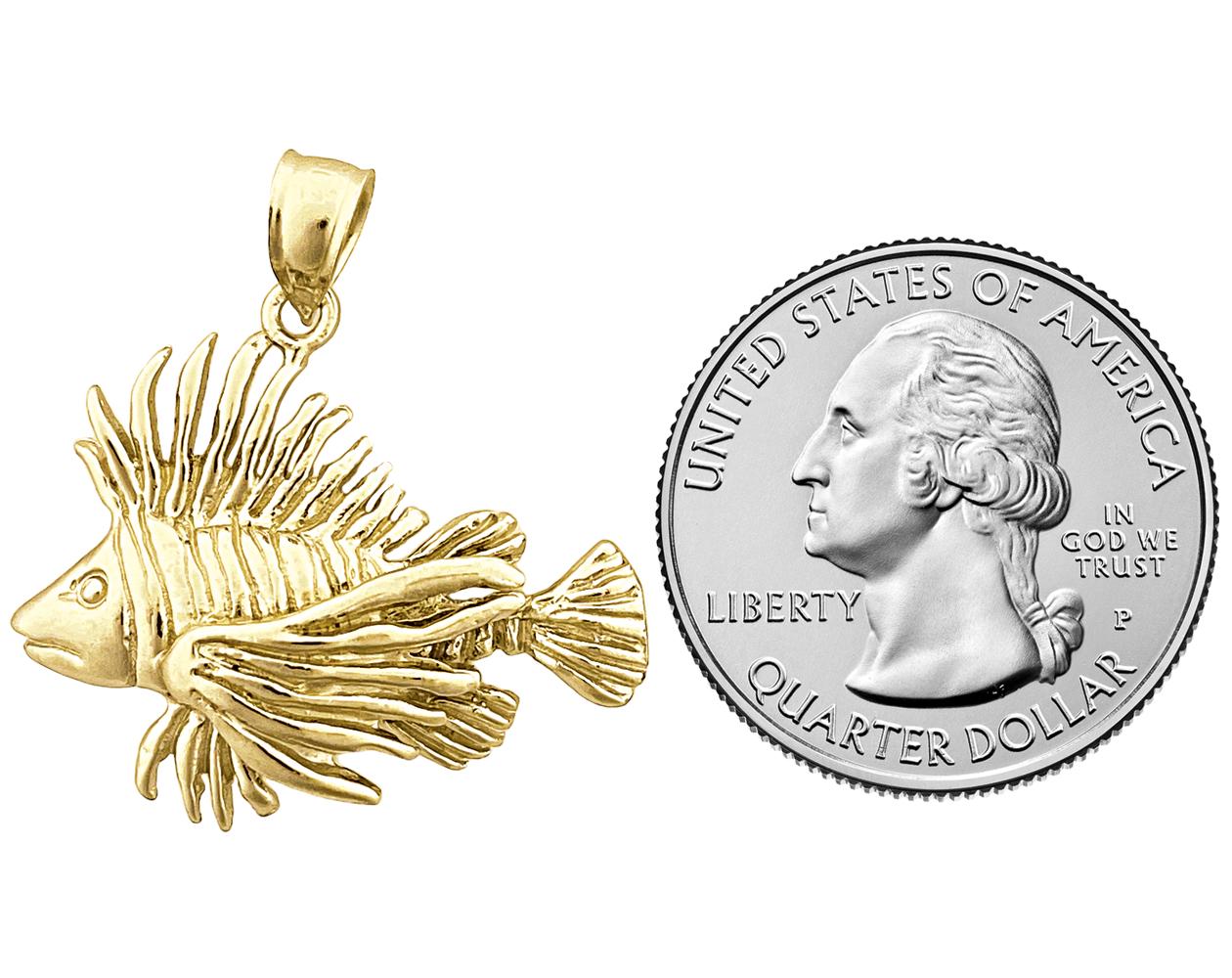 14Kゴールドライオンフィッシュペンダント - Etsy 日本