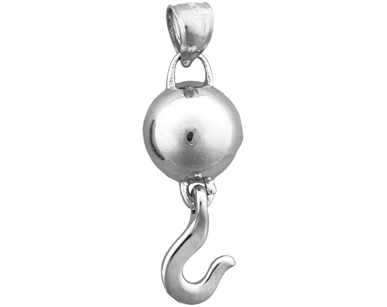 14KT Gold Crane Ball and Hook Pendant c/w by WrenchHeadJewelry