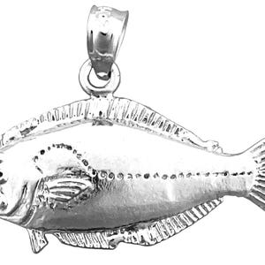 Rhodium Plated 925 Sterling Silver Horizontal Sole Fish Pendant