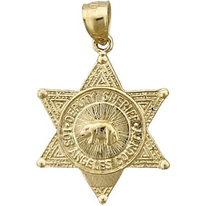 14K Gold LA County Deputy Sheriff Badge Pendant