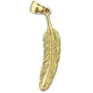 14K Gold Feather Pendant