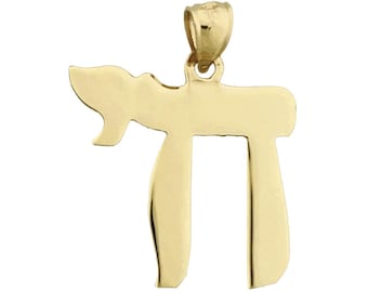 14K Gold Hebrew Chai Life Pendant