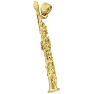 Pingente de saxofone soprano de ouro 14K