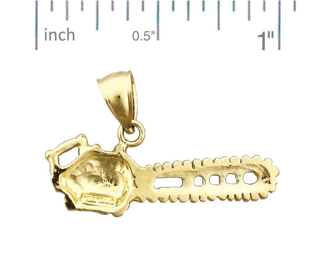 14K Gold Chainsaw Charm Pendant Etsy