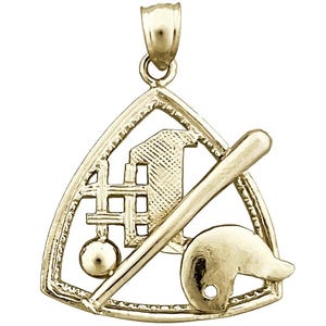 14K Gold #1 Baseball Pendant