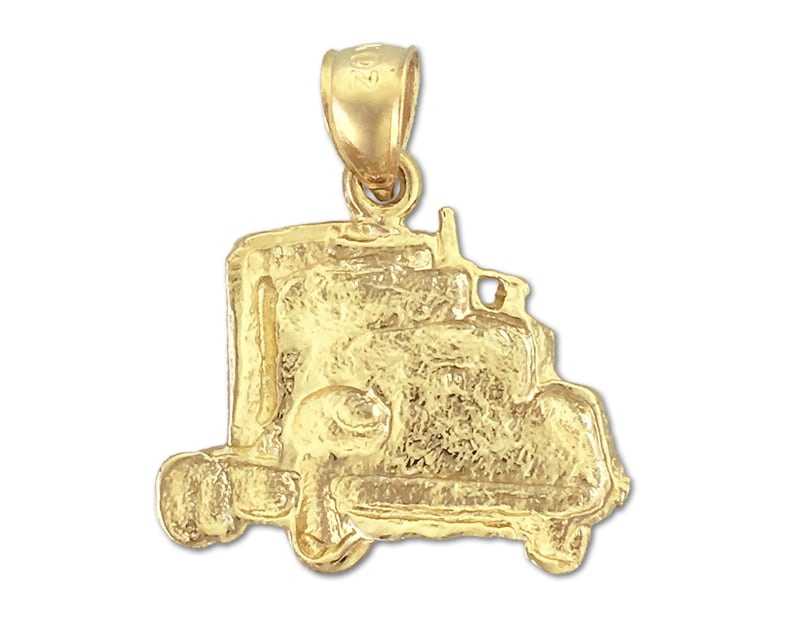14K Gold Big Rig Truck Charm Pendant