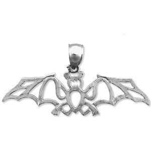 Rhodium Plated 925 Sterling Silver Cut-Out Bat Pendant