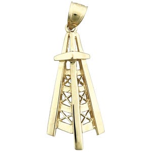 14K Gold Oil Derrick Pendant