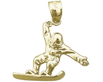 14K Gold Snowboarder Pendant