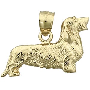 14K Gold 24MM Wire Haired Dachshund Pendant