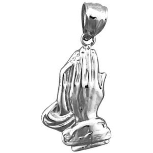 Rhodium Plated 925 Sterling Silver 16MM Praying Hands Charm