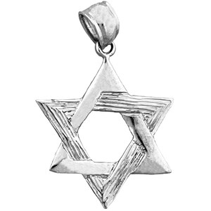 Rhodium Plated 925 Sterling Silver 18MM Jewish Star of David Pendant