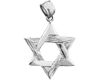Rhodium Plated 925 Sterling Silver 18MM Jewish Star of David Pendant