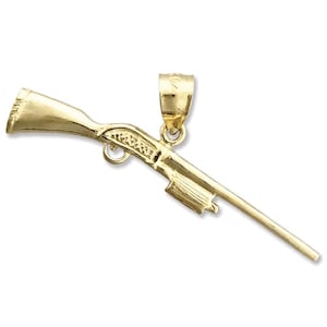 14K Gold 37MM Long Shotgun Pendant
