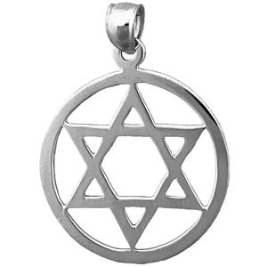 Rhodium Plated 925 Sterling Silver Encircled Star of David Pendant