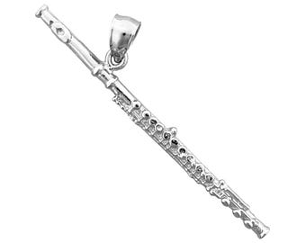 Flöte Anhänger aus rhodiniertem 925er Sterlingsilber
