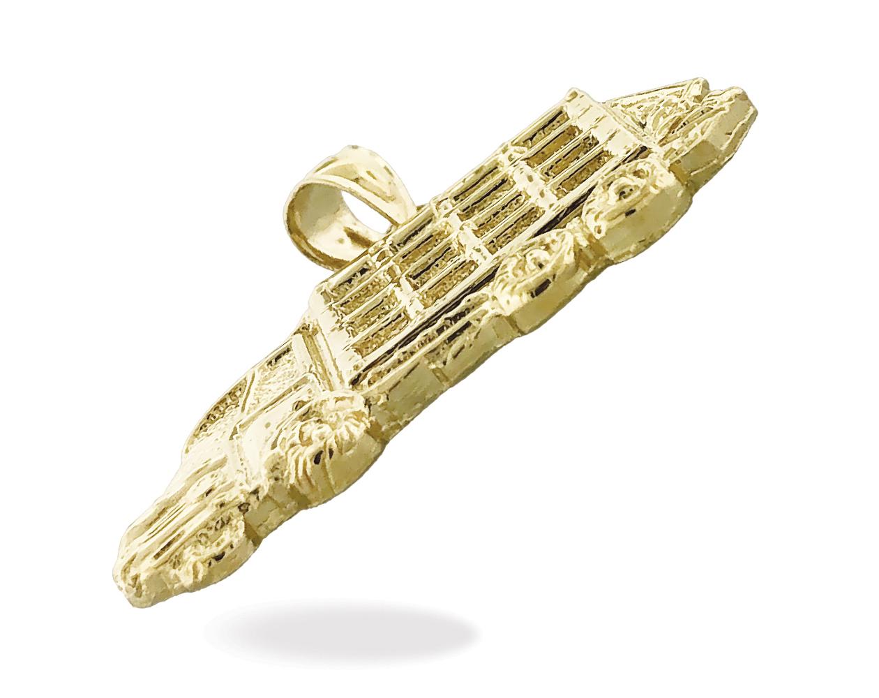 14k Yellow Gold Trailer Truck Pendant / Charm - Surano Design, Made In USA, No Stone
