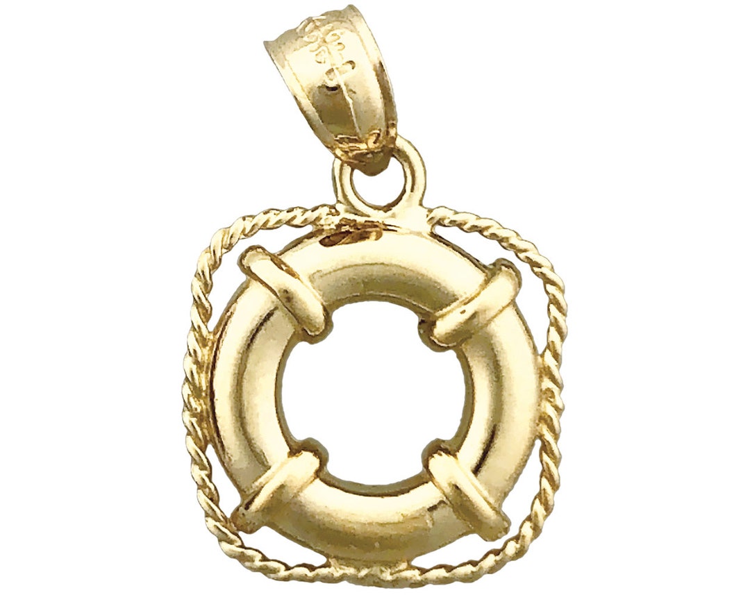 14K Gold Ship Life Preserver Charm Etsy