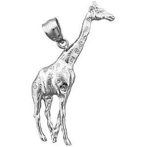 Rhodium Plated 925 Sterling Silver 36MM Giraffe Pendant