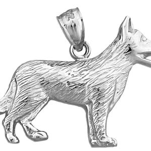 Rhodium Plated 925 Sterling Silver German Shepherd Pendant