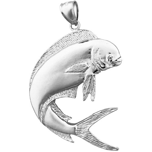 Rhodium Plated 925 Sterling Silver 44MM Mahi shops Mahi Fish Charm Pendant