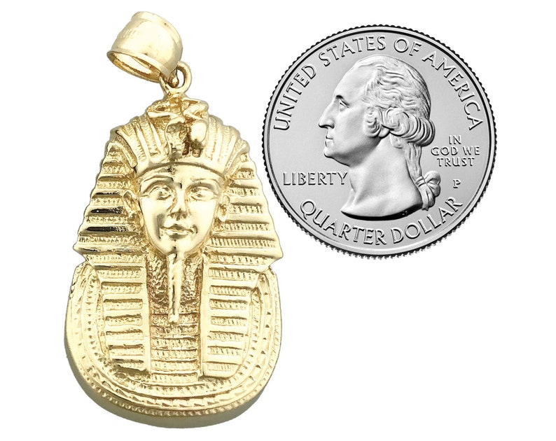 14K Gold Egyptian Pharaoh King Tut Charm Pendant | Etsy