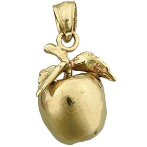 14K Gold 3D Apple Charm