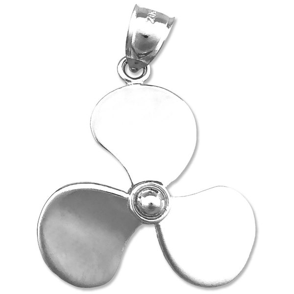 Rhodium Plated 925 Sterling Silver 26MM 3D Propeller Pendant