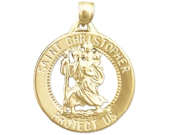 14K Gold 24MM Saint Christopher Medallion