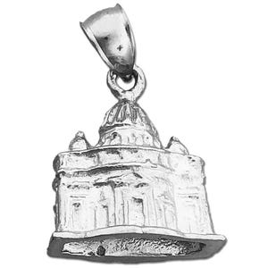 Rhodium Plated 925 Sterling Silver 3D Vatican Rome Charm