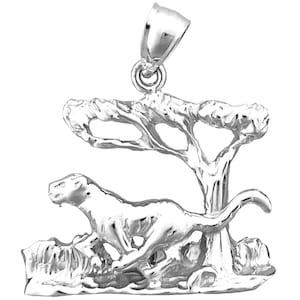 Rhodium Plated 925 Sterling Silver Jaguar Pendant