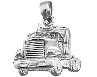 Rhodium Plated 925 Sterling Silver 20MM Big Rig Truck Charm