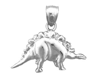 Rhodium Plated 925 Sterling Silver Stegosaurus Charm